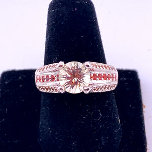 Sunstone & Sapphire Sterling Ring